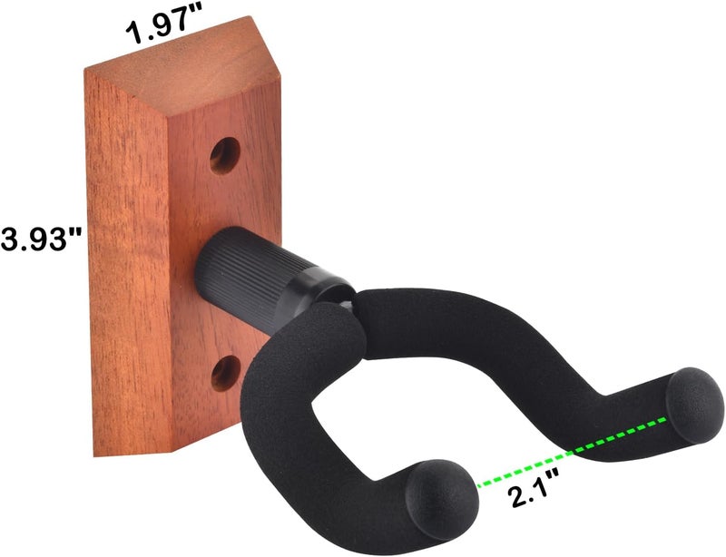 DOMMI Guitar Wall Mount 4 Pack, Guitar Hanger with Rotatable Soft Hook for All Size Guitars, Hardwood U-Shaped Guitar Holder Wall Mount for Acoustic, Electric Guitar, Bass (Mahogany) - Image 2